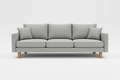 Modern 3-Seater Sofa in light gray fabric on white background