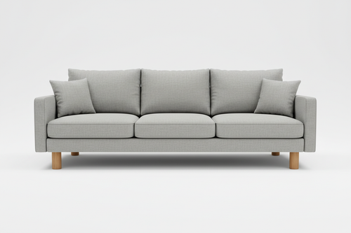 Modern 3-Seater Sofa in light gray fabric on white background