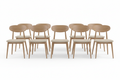 6-Piece Dining Chair Set with beige upholstered seats and wood legs on white background