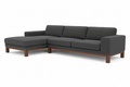 L-Shaped Sectional Sofa in charcoal gray fabric on white background
