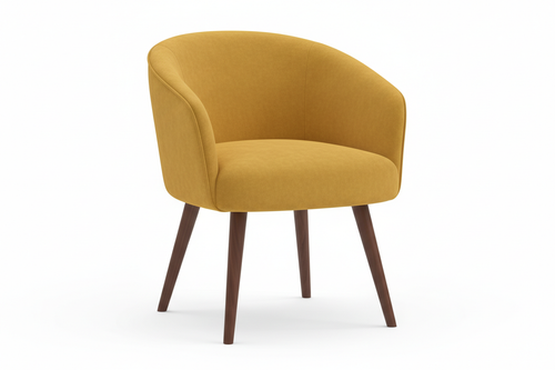 Accent Lounge Chair in mustard yellow velvet on white background