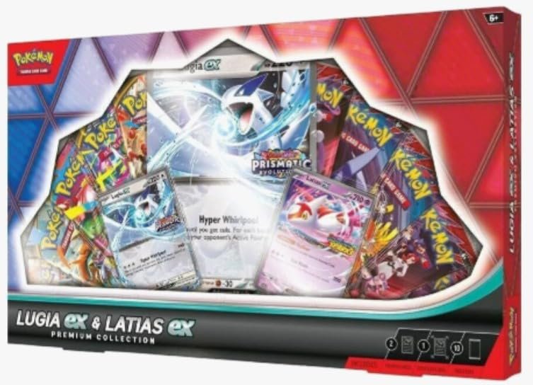 Pokemon TCG Trading Card Game Retailer Exclusive - Lugia ex and Latias ex Premium Collection 10 Packs 5 Destined Rivals and 5 Mega Evolutions 2 Stamped Promo Cards and One Oversized