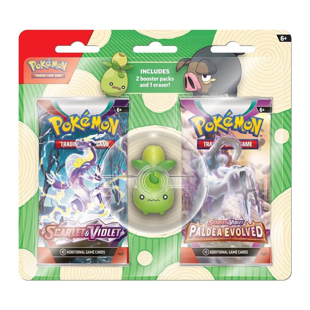 POKEMON TCG: BACK TO SCHOOL 2023: ERASER BLISTER -1 OF 2 RANDOM ERASERS (SMOLIV OR LECHONK)