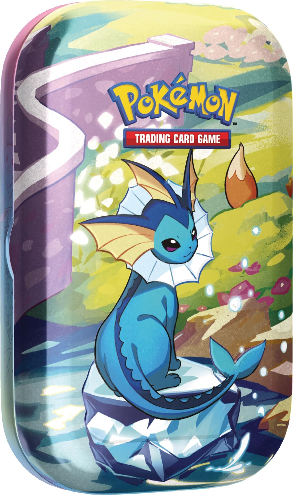 719NKmOIXEL Pokemon TCG: Scarlet & Violet —Prismatic Evolutions Mini Tin - Vaporeon (2 Booster Packs & 1 Coin) - Image 1