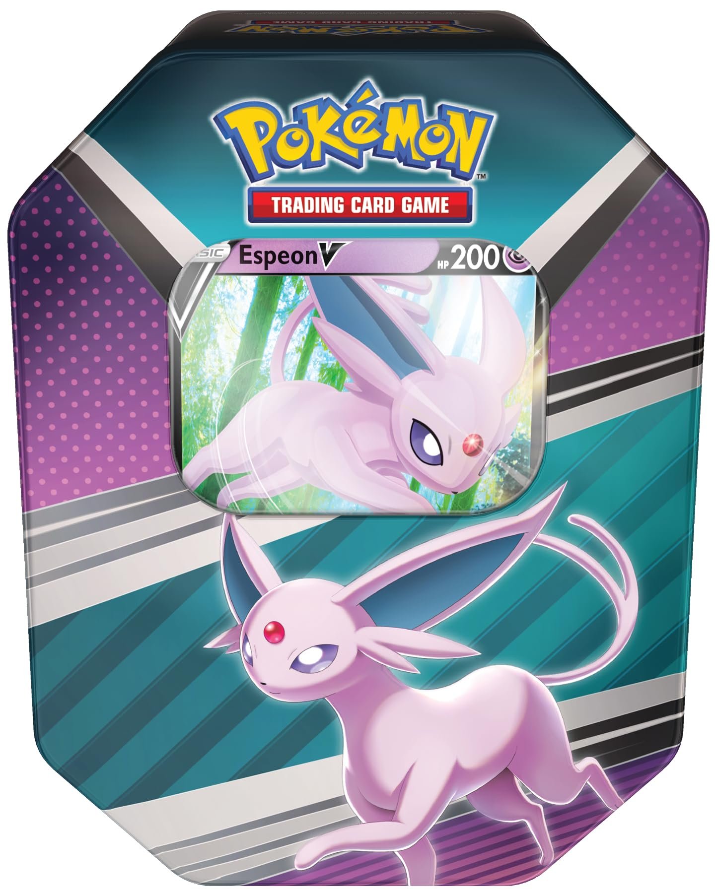 71Jdjb0WsdL Pokémon TCG: V Heroes Tin Espeon (1 Foil Card & 4 Booster Packs),Single,Multicolor - Image 1
