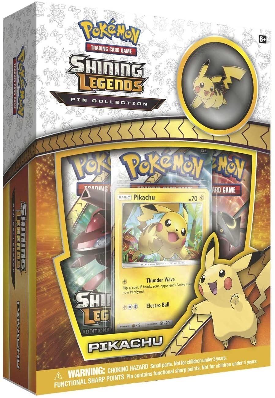 71dpdxOmGyL Pokemon TCG: Pikachu Shining Legends Pin Collection | Includes Playable Pikachu Promo Foil & Collector's Pikachu Pin | Plus 3 Shining Legends Expansion Booster Packs | 31 Cards Total - Image 1
