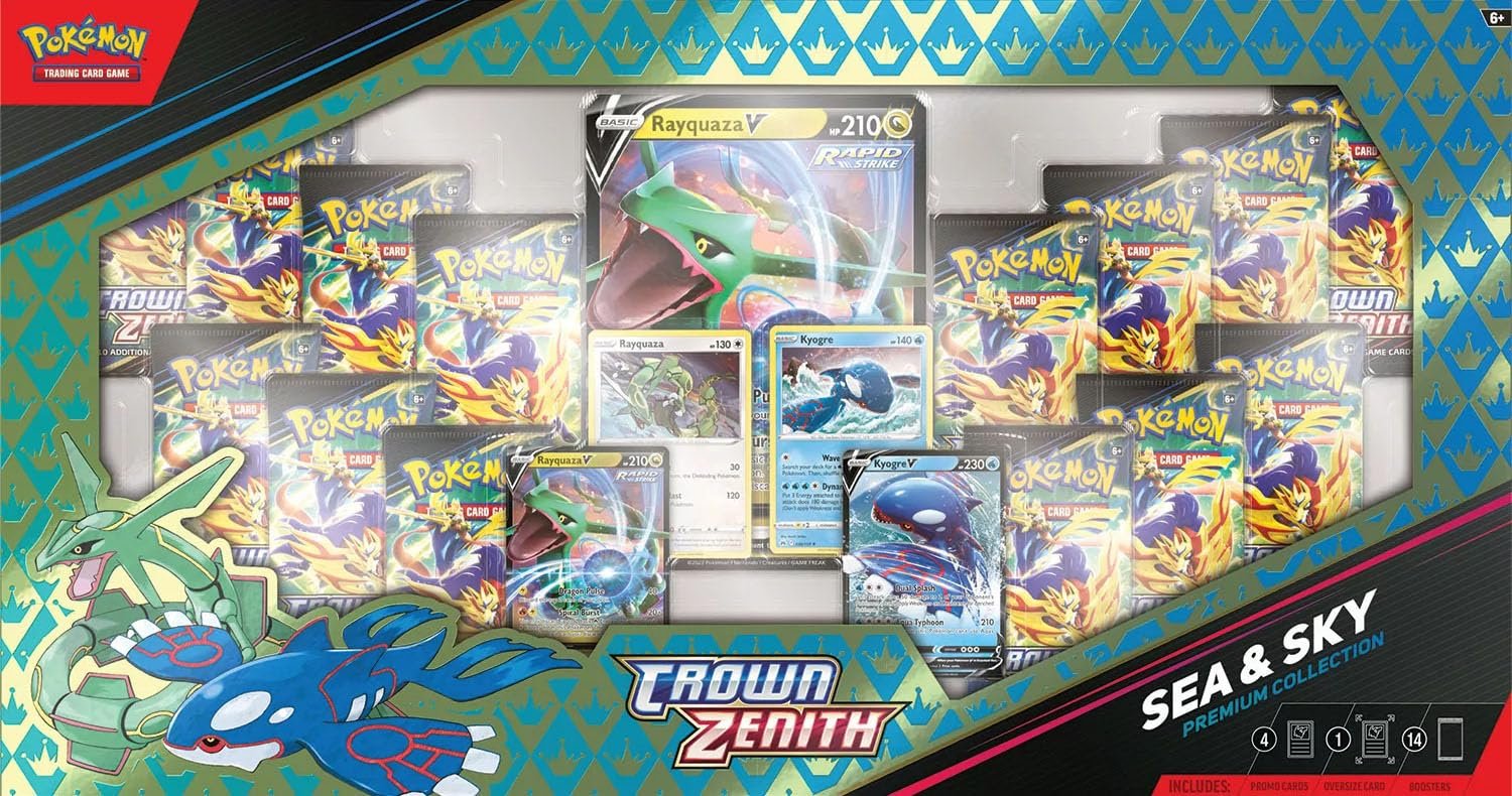 71h2d4-1AwL Pokemon TCG Crown Zenith Sea & Sky Premium Collection - 14 Packs, Promos - Image 1