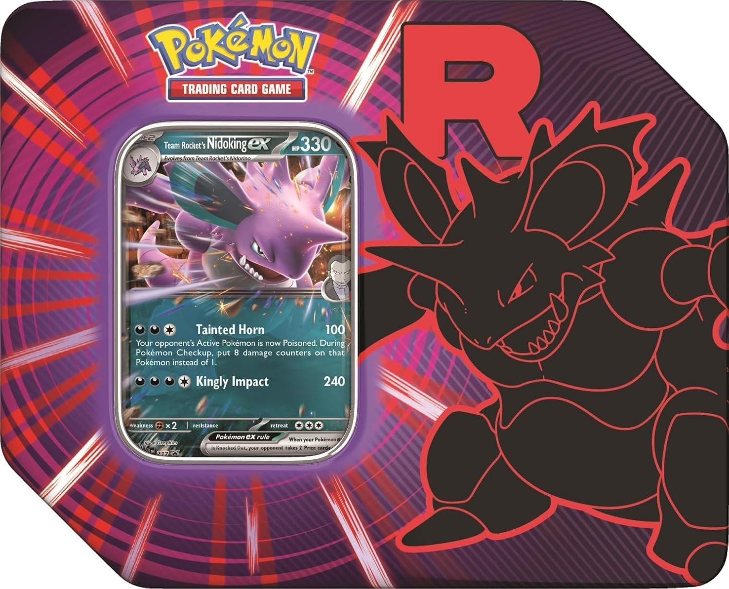 Pokemon Trading Card Game Team Rocket Collector Tin with 5 Booster Packs and Promo Card (Nidoking)
