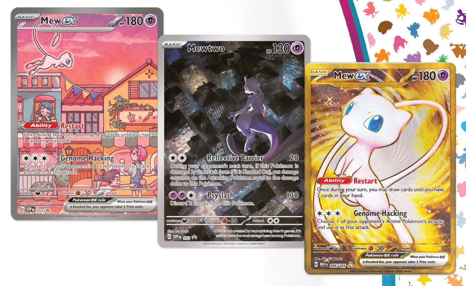 Pokemon 151 Ultra Premiem Collection Promo Card Set - Mew Ex - Mewtwo - Black Star Promo SVP 053 - SVP 052 - Mew ex Metal Card