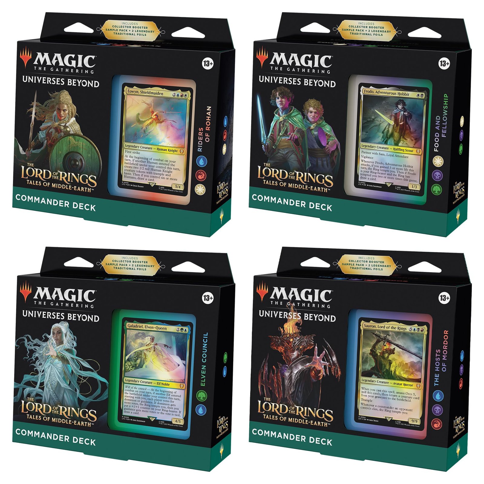 8166DKWO_0L Magic The Gathering The Lord of The Rings: Tales of Middle-Earth Commander Deck Bundle – Includes Pack of 4 Decks - Image 1