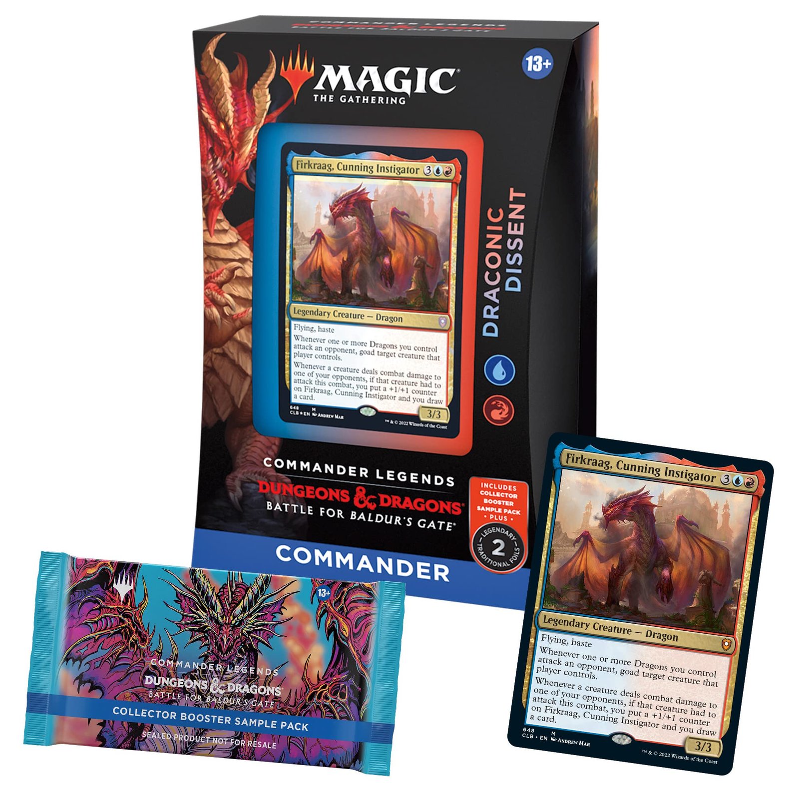 817sKZIkUnL Magic: The Gathering Commander Legends: Battle for Baldur’s Gate Commander Deck – Draconic Dissent + Collector Booster Sample Pack - Image 1