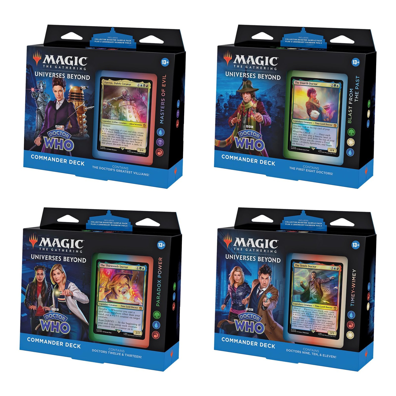 81B8uqg_2tL Magic: The Gathering Doctor Who Commander Deck Bundle – Includes All 4 Decks (1 Masters of Evil, 1 Blast from The Past, 1 Timey-Wimey, and 1 Paradox Power Deck Set) - Image 1