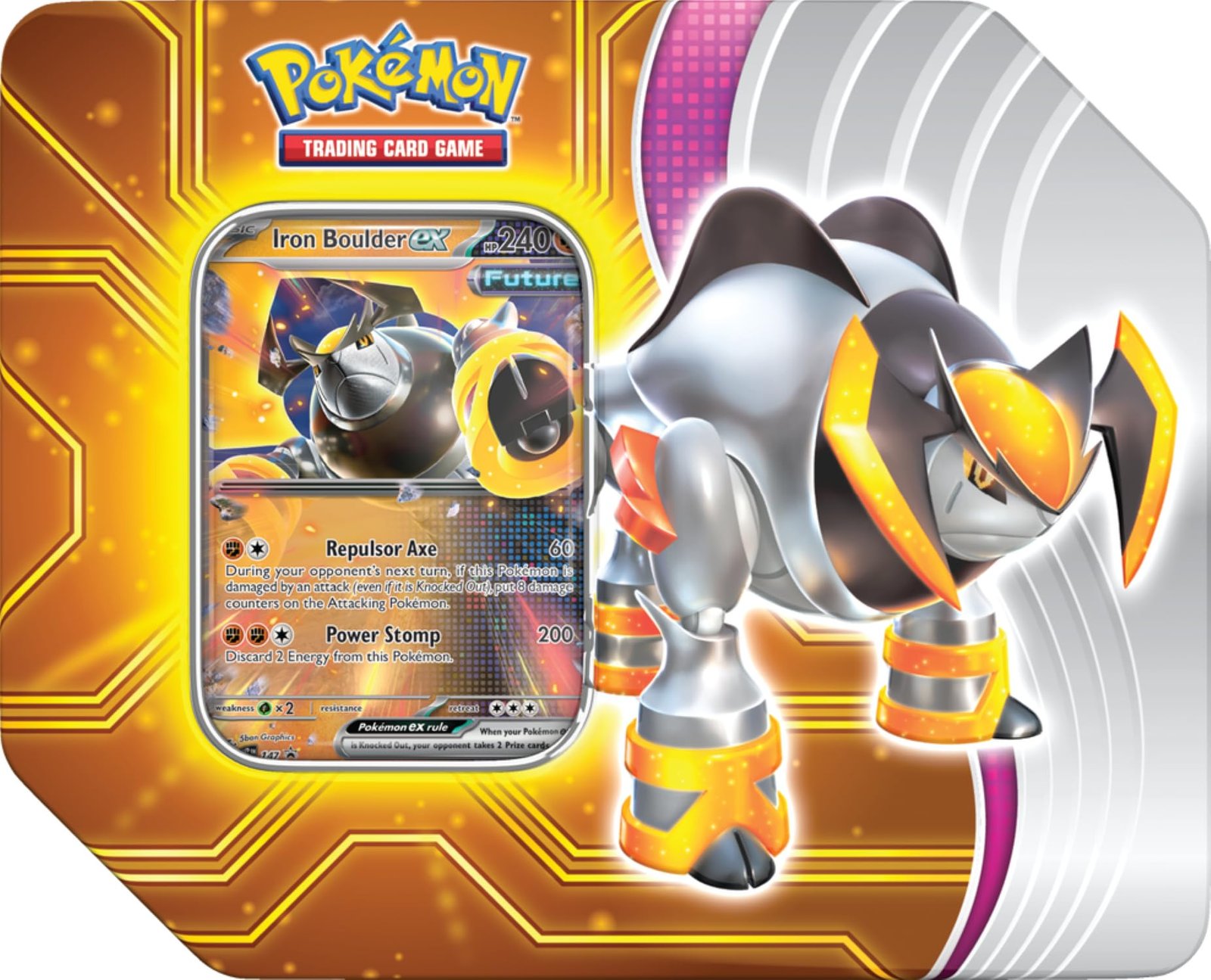 81FEF2ZMNpL Pokemon TCG: Paradox Destinies Tin - Iron Boulder EX - Image 1