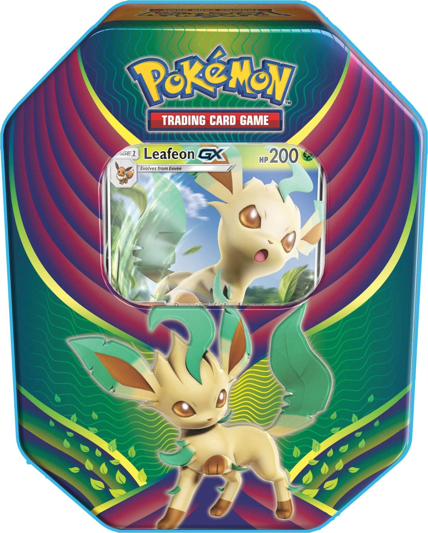 Pokemon TCG: 2018 Fall Evolution Celebration Tin- Leafeon-Gx | A Foil Gx Card | 4 Booster Pack