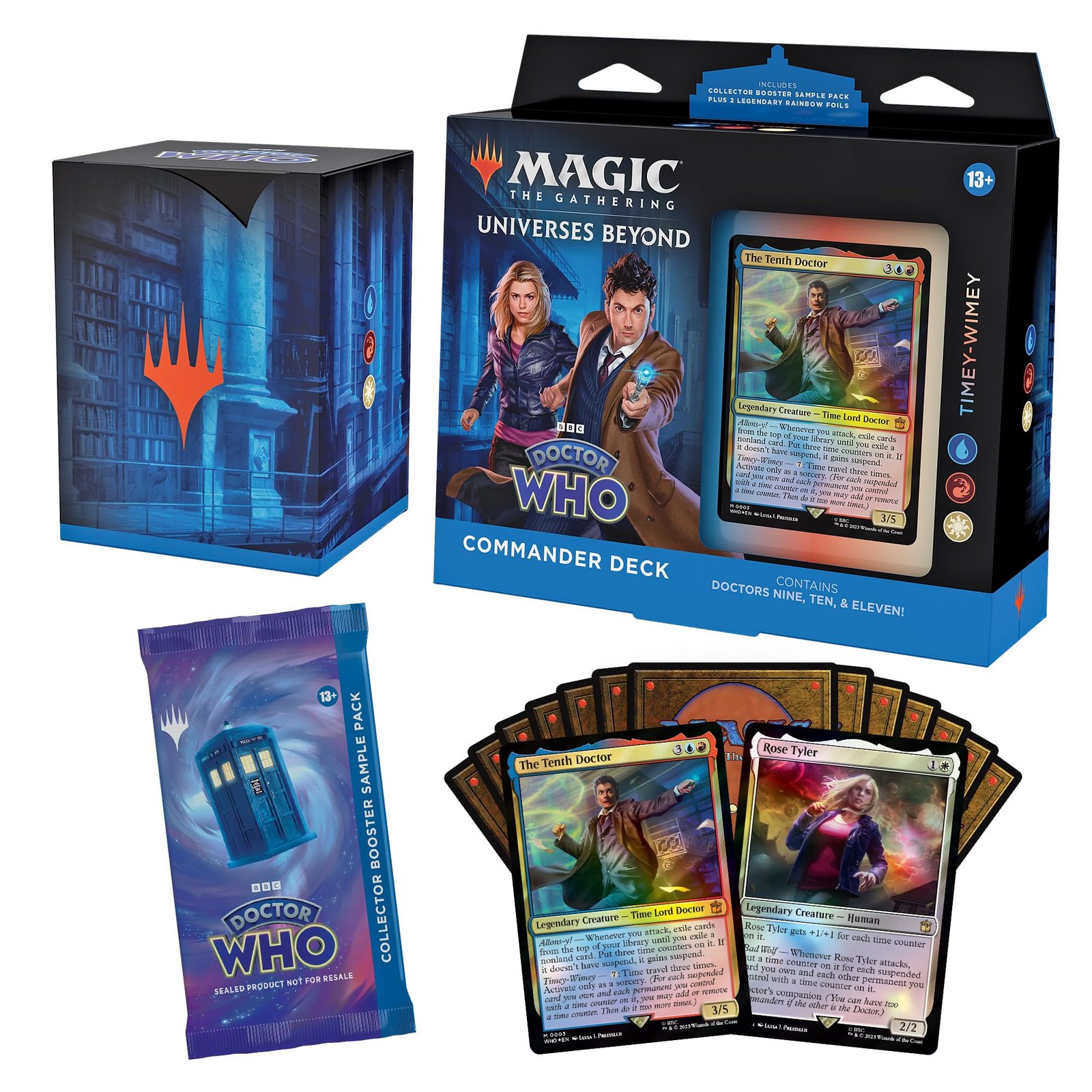 81Of68-b_BL Magic: The Gathering Doctor Who Commander Deck – Timey-Wimey (100-Card Deck, 2-Card Collector Booster Sample Pack + Accessories) - Image 1