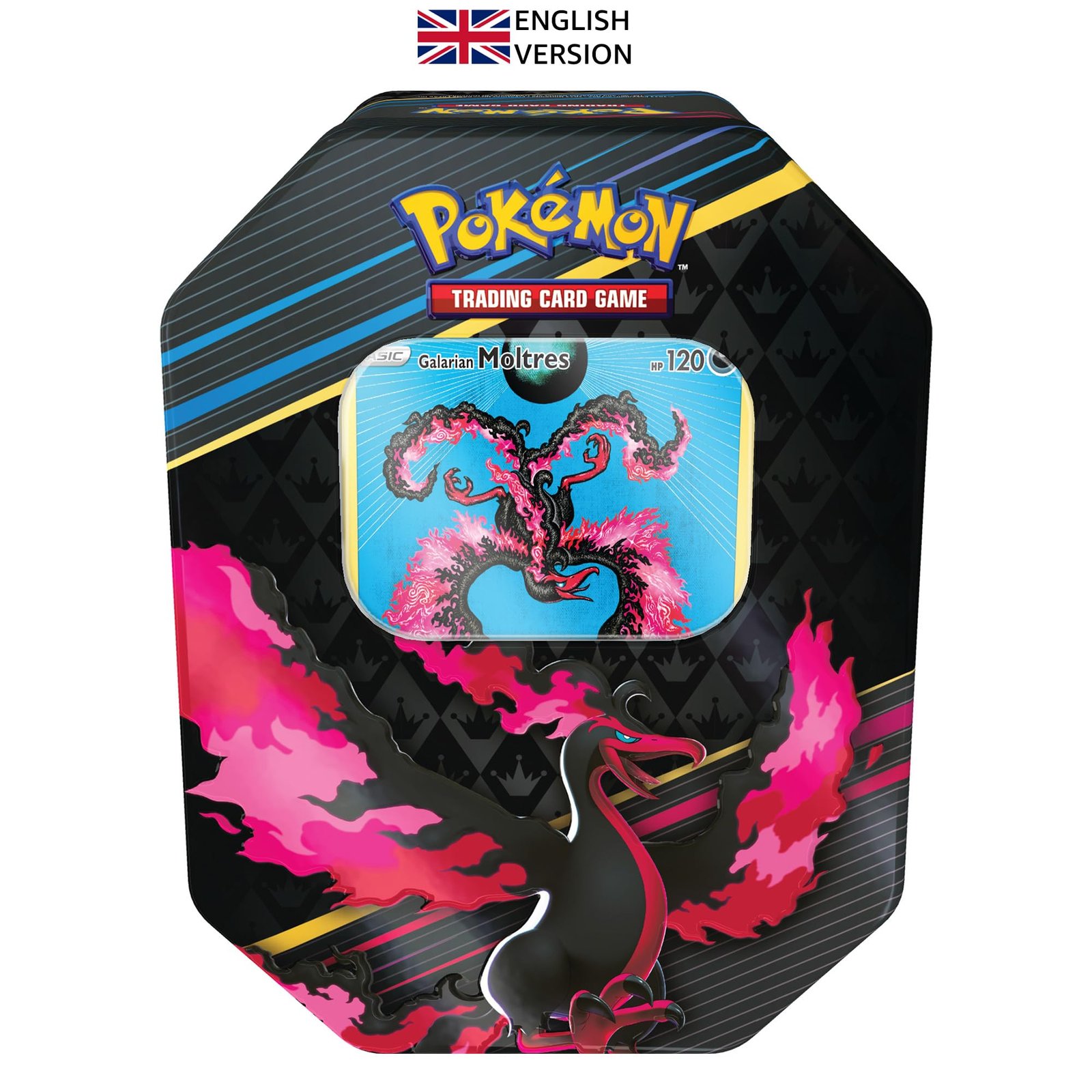 Pokemon TCG: Crown Zenith Tin – Galarian Moltres (1 Foil Card & 5 Booster Packs)