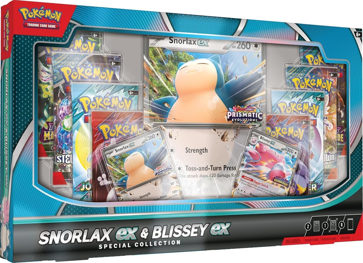 Pokemon TCG Trading Card Game Snorlax ex and Blissey ex Special Collection Box - 8 Packs, 1 Oversized Promo and 2 Regular Size Promos