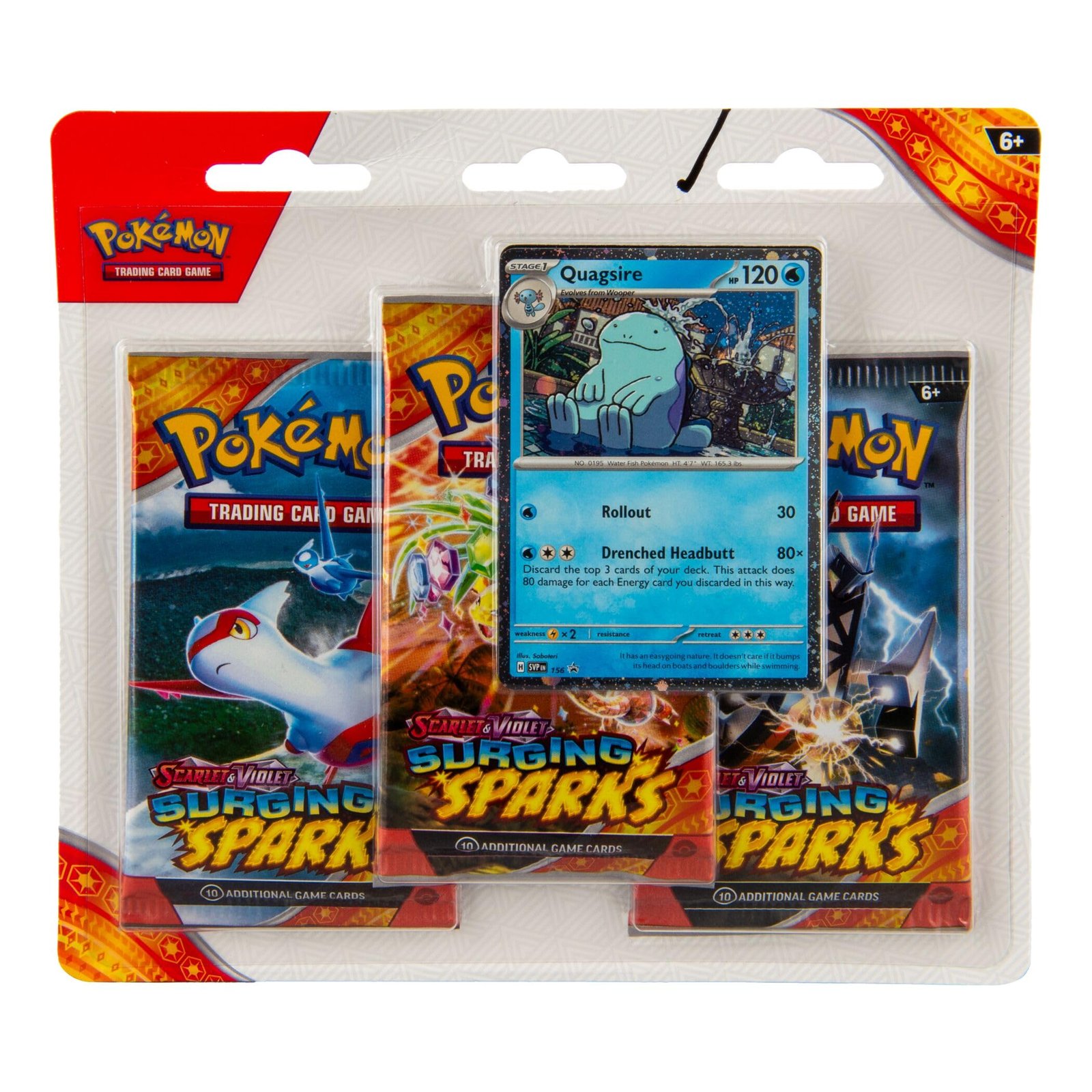81oOCgOVPzL Pokemon TCG: Scarlet & Violet - Surging Sparks 3-Pack Blister - Quagsire - Image 1