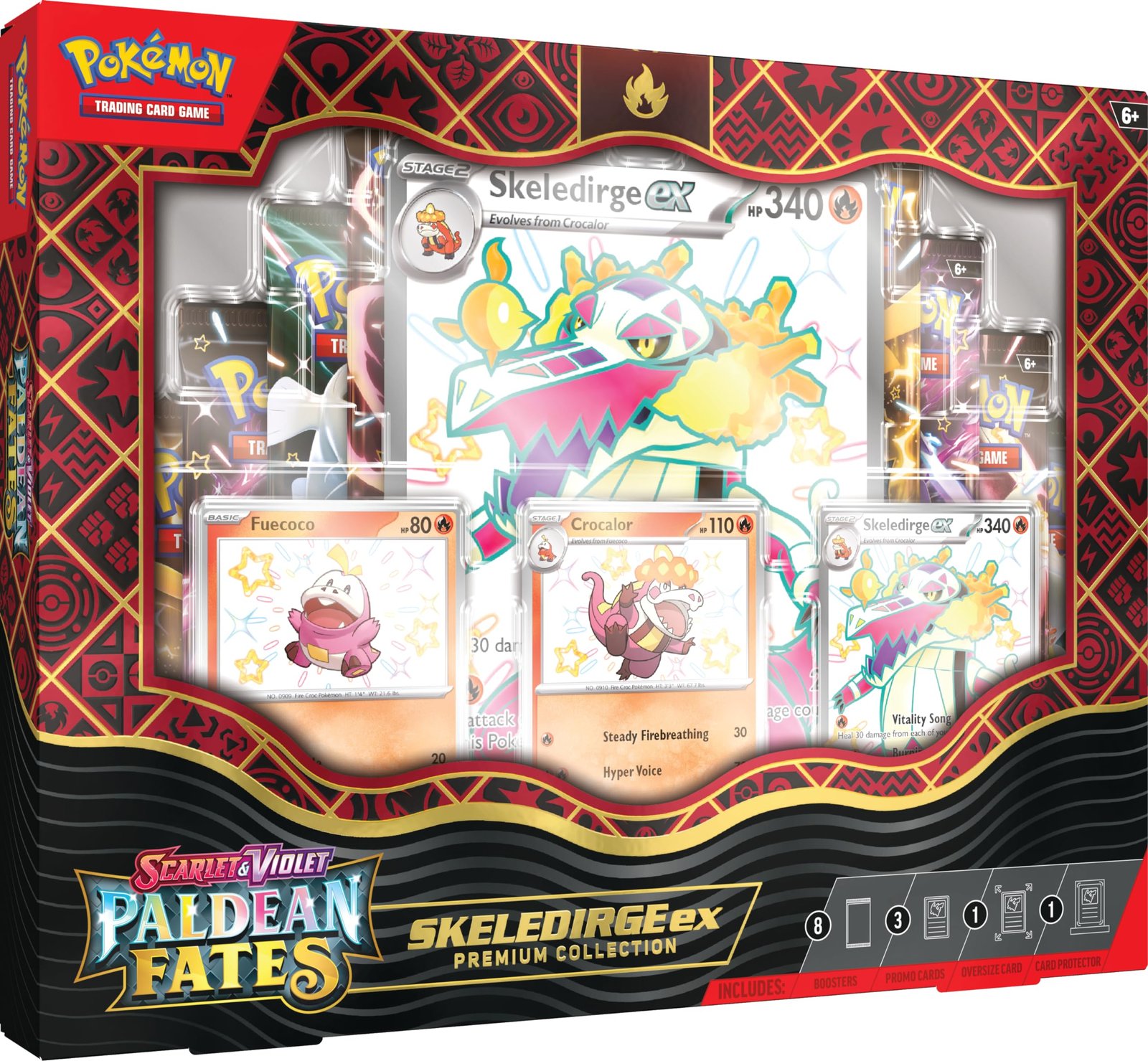 91-L0HmmLZL-1 Pokemon TCG: Scarlet and Violet: PALDEAN Fates: Pokemon EX Premium Collection - Shiny Fuecoco - Image 1