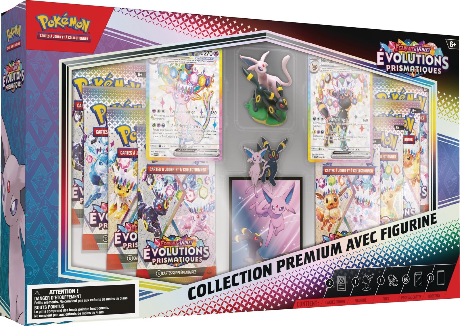 Pokémon : Premium Collection with Scarlet & Purple Figure - Prismatic Evolution of The Pokémon TCG (2 Textured Glossy Promo Cards, 11 Boosters)