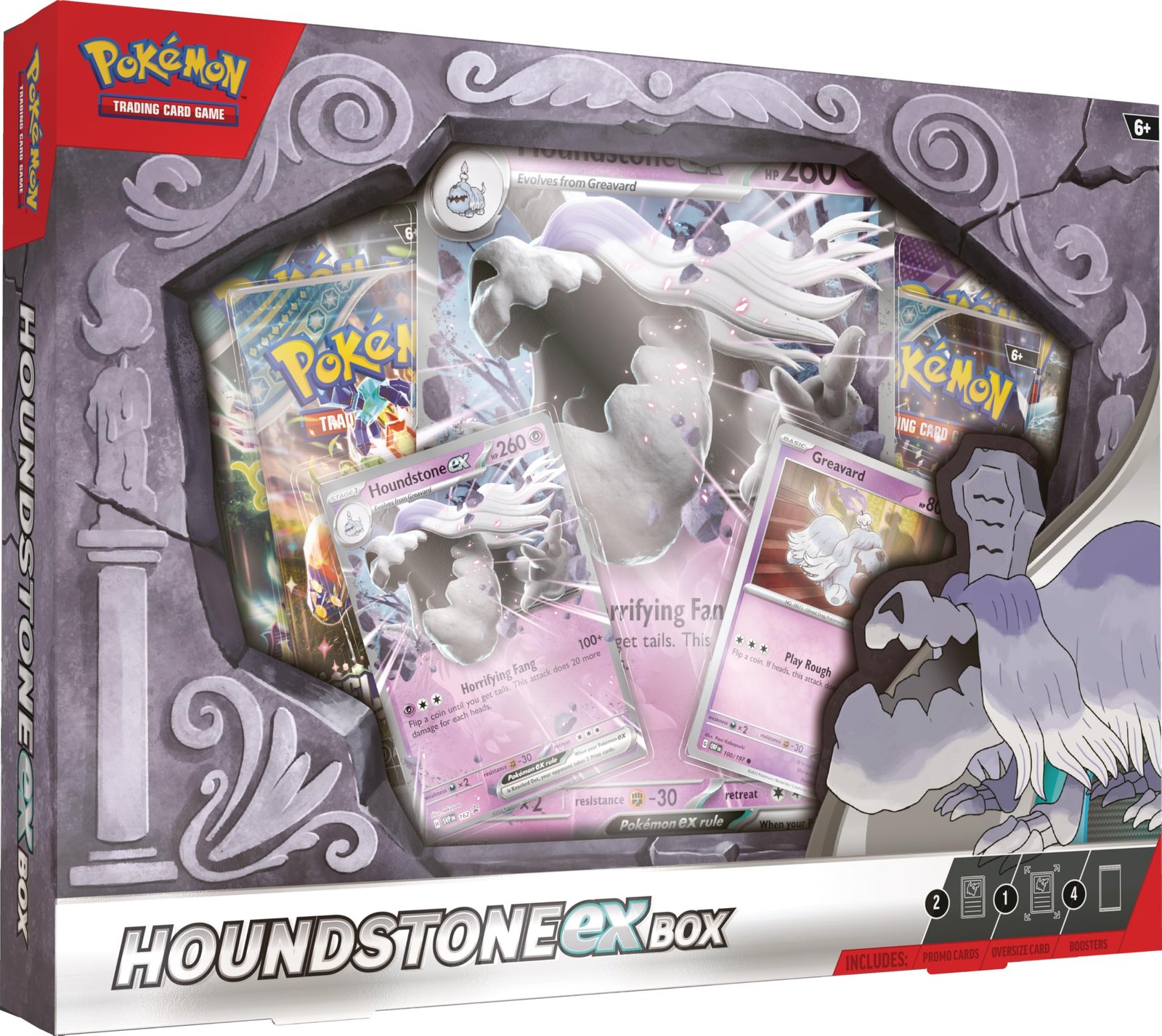 91HEff3ur3L Pokémon TCG: Houndstone ex Box (4 Booster Packs, 2 Foil Cards & 1 Oversize Foil Card) - Image 1