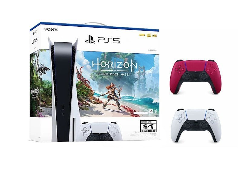 Sony-Playstation-5-PS5-Horizon-Forbidden-West-Blu-Ray-Console-with-Extra-DualSense-Wireless-Controller-Bundle-1000032115-1000032000-3006393-Cosmic-Red Sony Playstation 5 PS5 Horizon Forbidden West Blu-Ray Console with Extra DualSense Wireless Controller Bundle (US Plug) 1000032115/1000032000-3006393